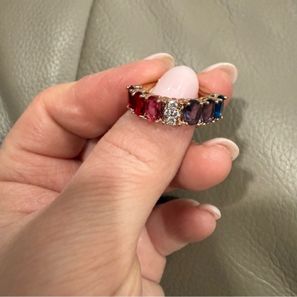 Rainbow Crystal Eternity Band Ring  size 7 - Picture 3 of 4